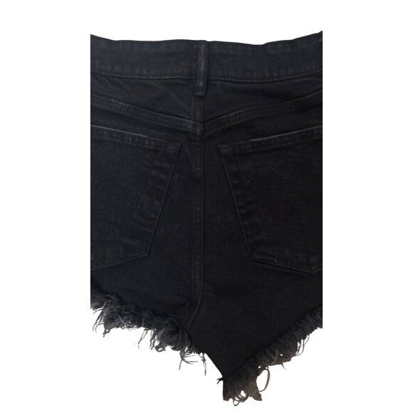 2/$30 ZARA Size 4 Black Distressed High-Waisted Denim Shorts Frayed Hem - Picture 9 of 11